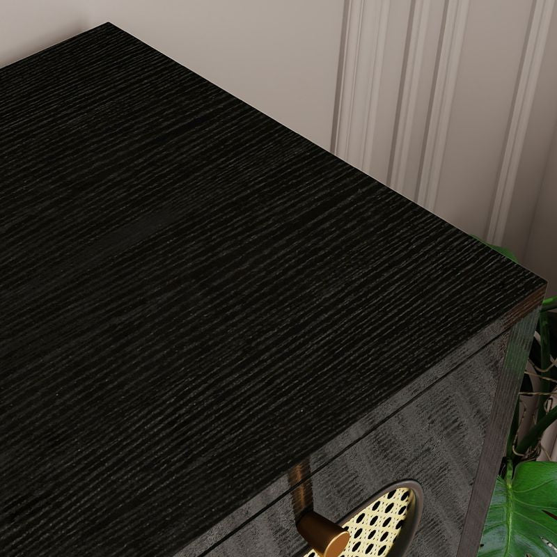 Nikpew Modern 5-Drawer Rattan Dresser for Living Room and Bedroom