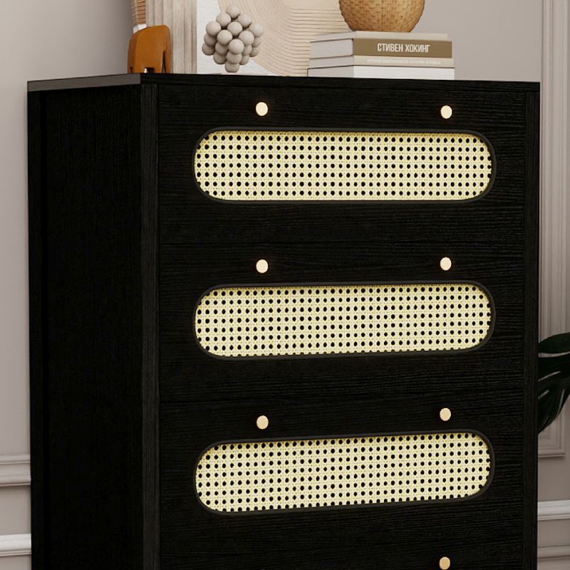 Nikpew Modern 5-Drawer Rattan Dresser for Living Room and Bedroom