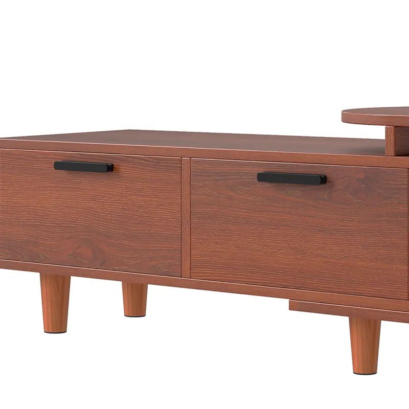 Nikpew Mid-Century Modern 54"-65" Extendable TV Stand with 2 Drawers and Cabinet