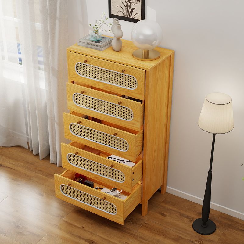 Nikpew 47" Tall Rattan 5-Drawer Storage Cabinet for Living Room